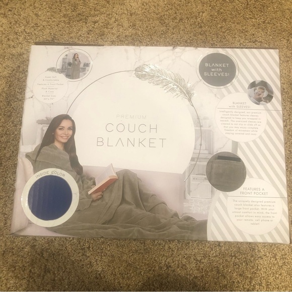 Premium Couch Blanket /NIB/ Sleeves Pocket Super Soft /Comfortable Warm 60”x70” - Picture 1 of 5